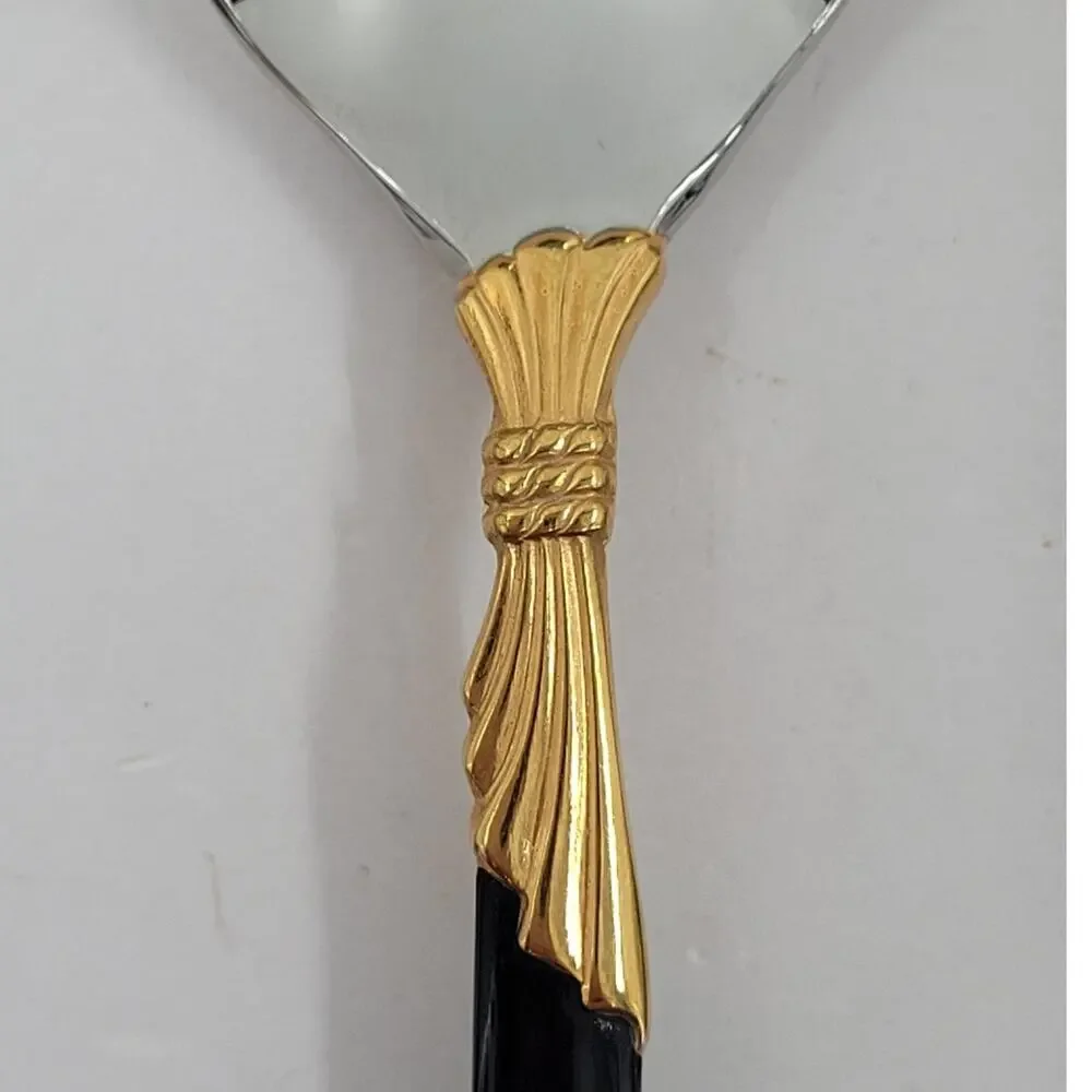 Yamazaki 18/8 Stainless LINDI Black Handle GOLD‎ Accent Vintage 4 Teaspoons